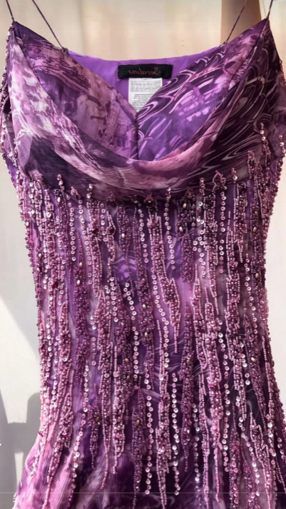 Glam Purple Prom Dress Sheath Chiffon Beaded Long Evening Dress  ED11276