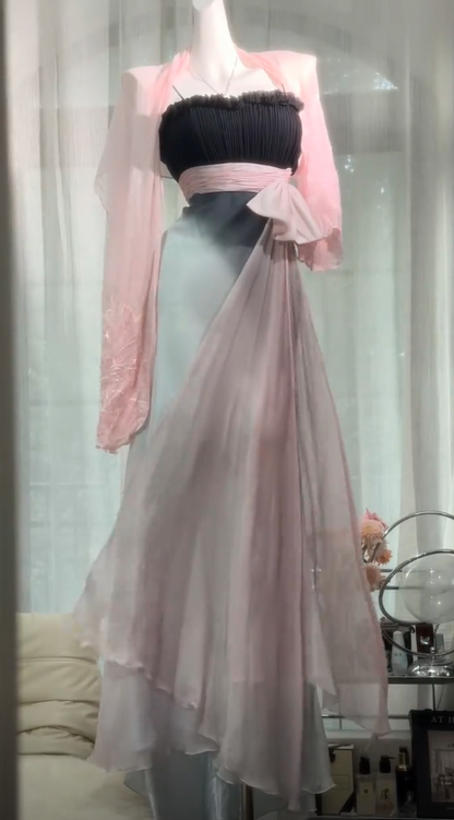 Vintage Chiffon Prom Dress Sheath Long Evening Dress ED11290