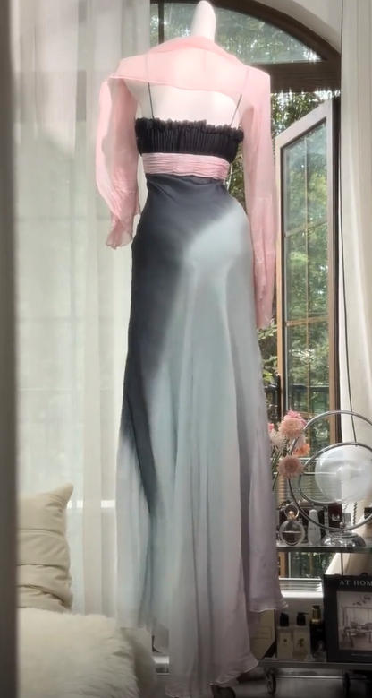 Vintage Chiffon Prom Dress Sheath Long Evening Dress ED11290