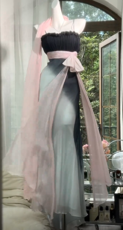 Vintage Chiffon Prom Dress Sheath Long Evening Dress ED11290
