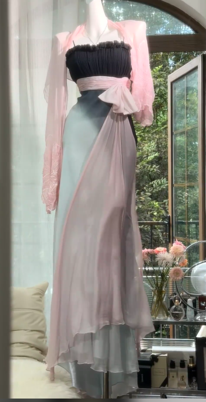 Vintage Chiffon Prom Dress Sheath Long Evening Dress ED11290