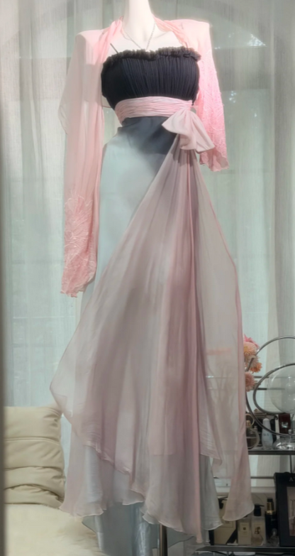 Vintage Chiffon Prom Dress Sheath Long Evening Dress ED11290