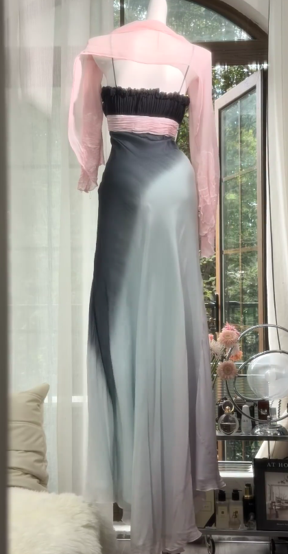 Vintage Chiffon Prom Dress Sheath Long Evening Dress ED11290