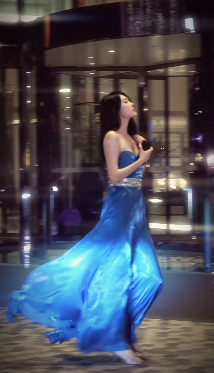 Chic Blue Prom Dress Sheath Chiffon Long Evening Dress ED11303