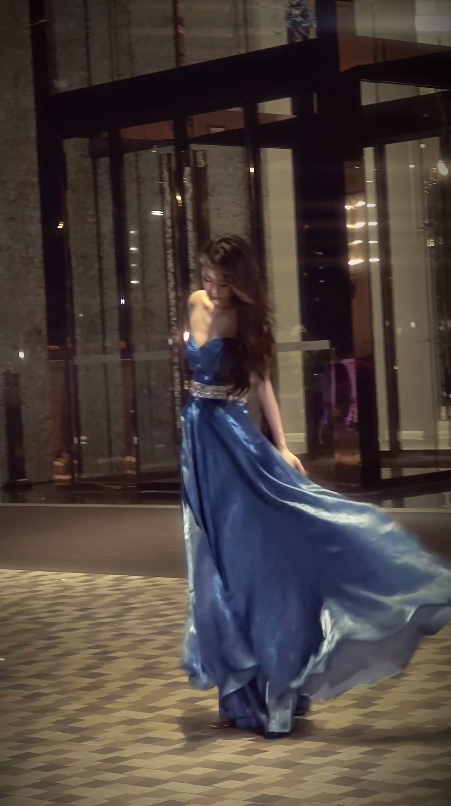 Chic Blue Prom Dress Sheath Chiffon Long Evening Dress ED11303