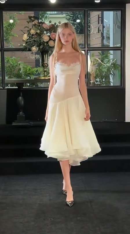 Chic Ivory Prom Dress Sheath Chiffon Long Evening Dress ED11307