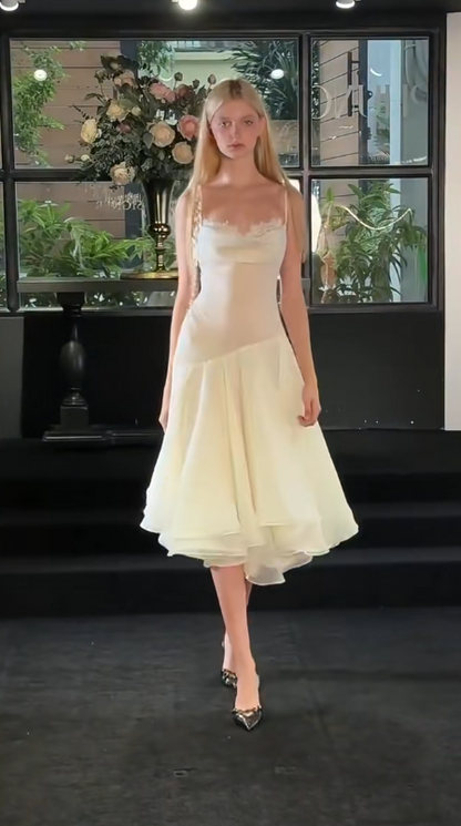 Chic Ivory Prom Dress Sheath Chiffon Long Evening Dress ED11307
