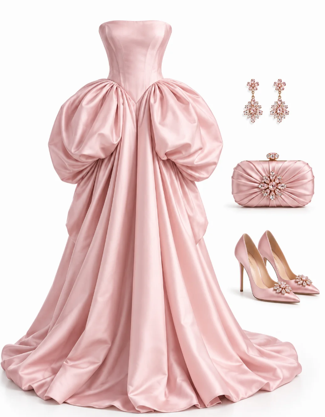 Chic Pink Prom Dress Long A-Line Satin Evening Dress ED11331
