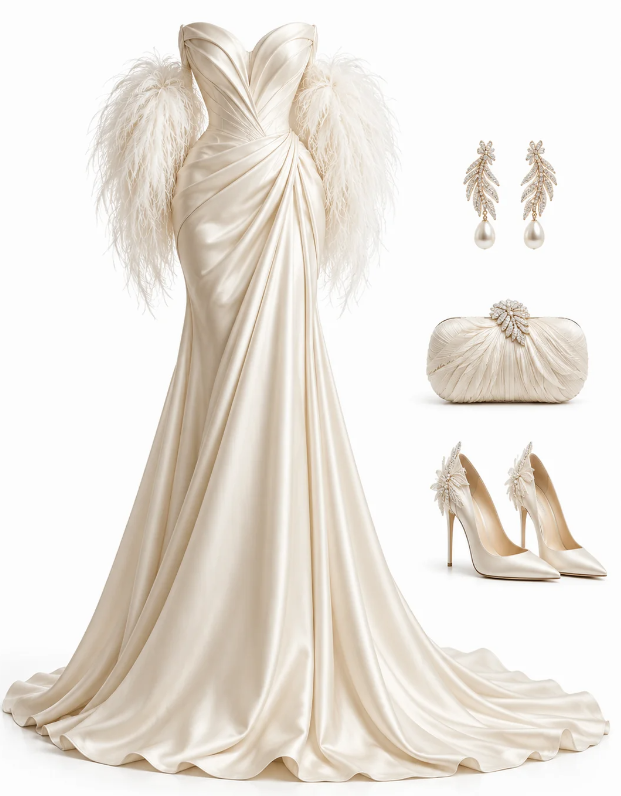 Chic White Prom Dress Long Sheath Satin Evening Dress ED11333