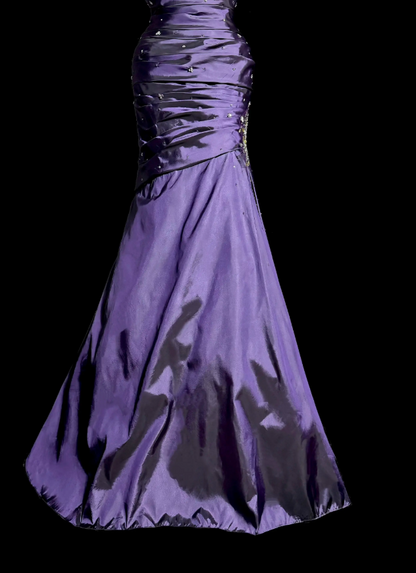 Robe de bal chic violette longue fourreau en satin robe de soirée ED11352