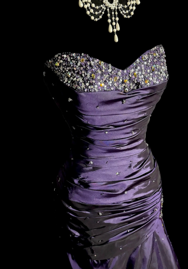 Robe de bal chic violette longue fourreau en satin robe de soirée ED11352