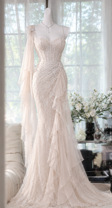 Robe de bal longue et chic, fourreau en mousseline, robe de soirée ED11354