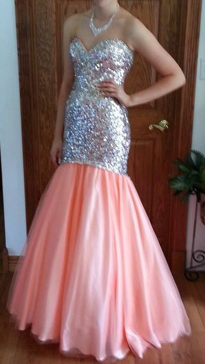 Gorgeous Pink Prom Dress Mermaid Sequins Long Evening Dress ED11359