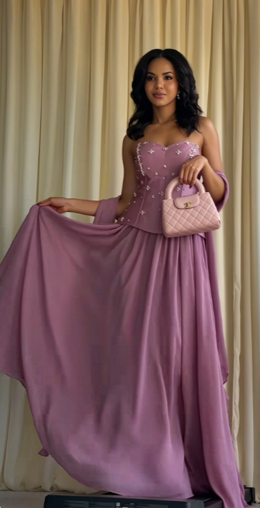 Gorgeous Pink Prom Dress Sheath Chiffon Long Evening Dress ED11361