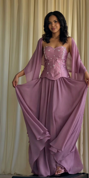 Gorgeous Pink Prom Dress Sheath Chiffon Long Evening Dress ED11361