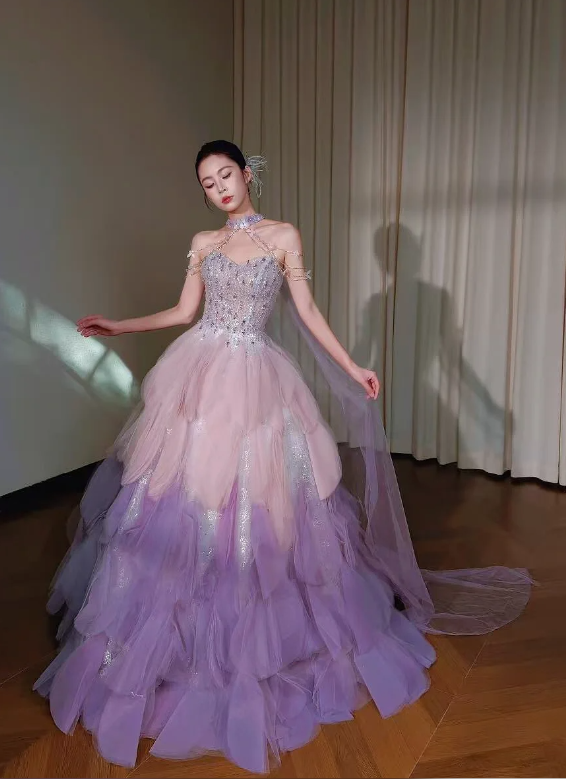 Gorgeous Purple Prom Dress A-Line Tulle Long Evening Dress ED11362