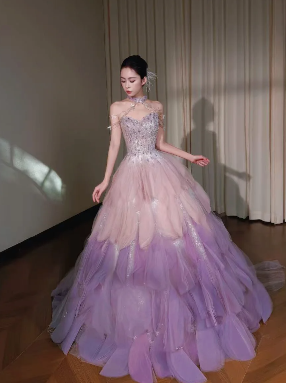 Gorgeous Purple Prom Dress A-Line Tulle Long Evening Dress ED11362