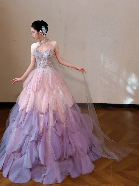 Gorgeous Purple Prom Dress A-Line Tulle Long Evening Dress ED11362