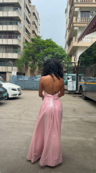 Magnifique robe de bal rose fourreau à sequins, robe de soirée longue ED11363