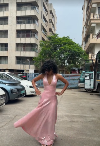 Magnifique robe de bal rose fourreau à sequins, robe de soirée longue ED11363