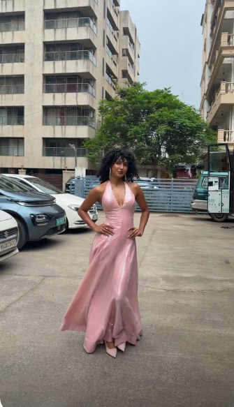Magnifique robe de bal rose fourreau à sequins, robe de soirée longue ED11363