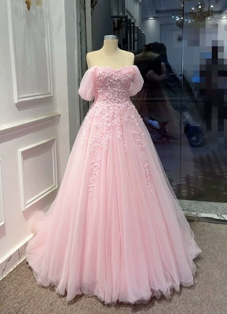 Gorgeous Pink Prom Dress A-Line Tulle Long Evening Dress ED11364