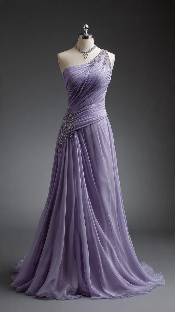 Gorgeous Purple Prom Dress Sheath Chiffon Long Evening Dress ED11374