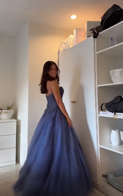 Gorgeous Blue Prom Dress A-Line Tulle Long Evening Dress ED11380