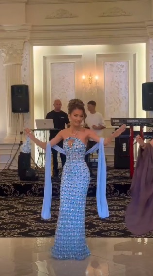 Gorgeous Blue Prom Dress Sheath Tulle Long Evening Dress ED11381