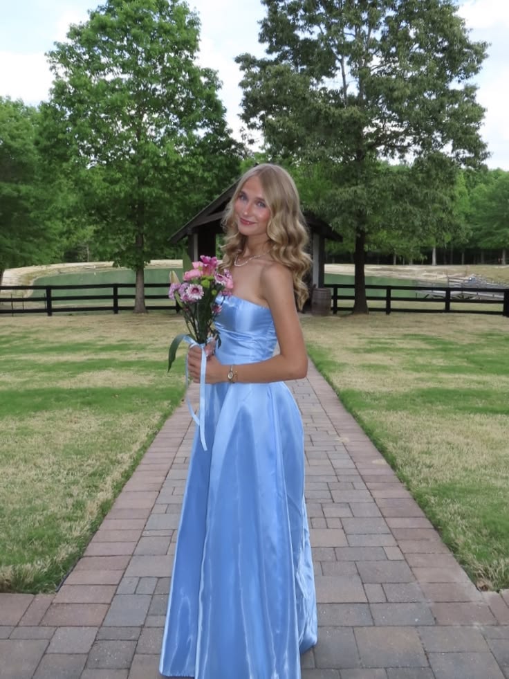 Gorgeous Blue Prom Dress Sheath Satin Evening Dress ED11383