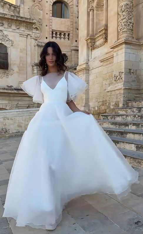 Timeless White A-Line Wedding Dress Chiffon Bridal Gown ED11386