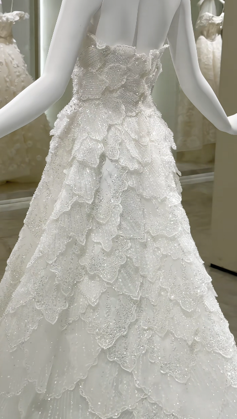 Timeless White A-Line Wedding Dress Tulle Bridal Gown ED11389