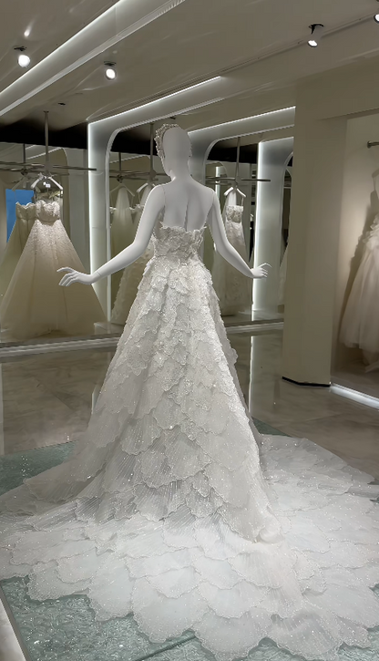 Timeless White A-Line Wedding Dress Tulle Bridal Gown ED11389