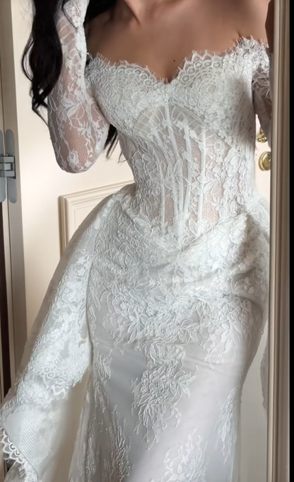 Timeless White Sheath Wedding Dress Lace Bridal Gown ED11398