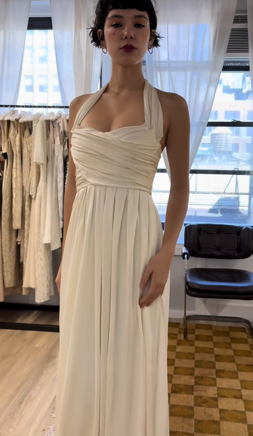 Timeless White Sheath Wedding Dress Chiffon Bridal Gown ED11402