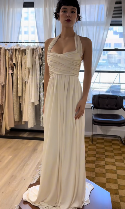 Timeless White Sheath Wedding Dress Chiffon Bridal Gown ED11402
