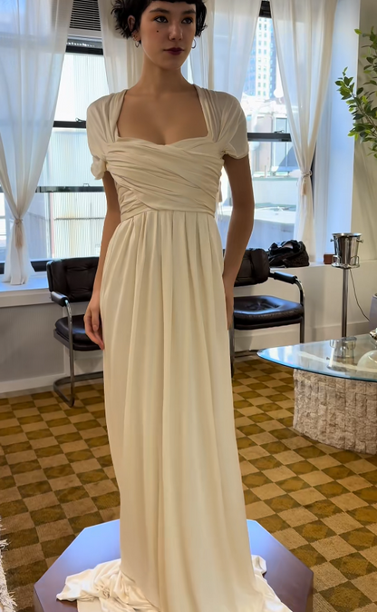 Timeless White Sheath Wedding Dress Chiffon Bridal Gown ED11402