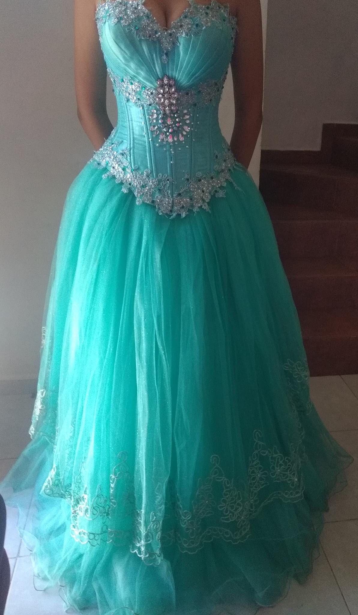 Pretty Turquoise Prom Dress A-Line Tulle Long Evenig Dress ED11410