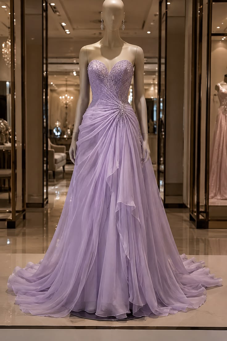 Chic Lilac Porm Dress A-Line Chiffon Long Evening Dress ED11417