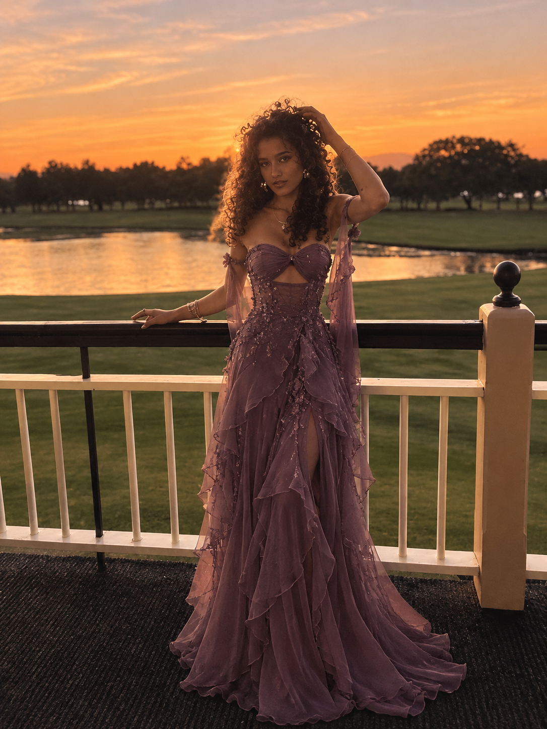Chic Dusty Purple Porm Dress A-Line Chiffon Long Evening Dress ED11418