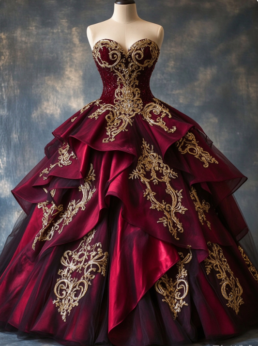 Chic Burgundy Prom Dress A-Line Satin Long Evening Dress ED11423