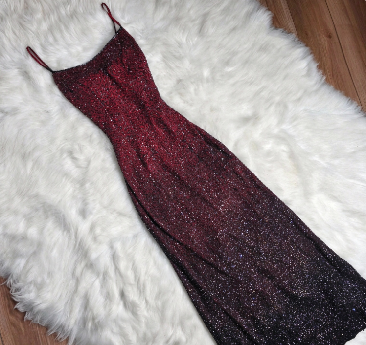 Robe de bal fourreau chic bordeaux à sequins, robe de soirée longue ED11425