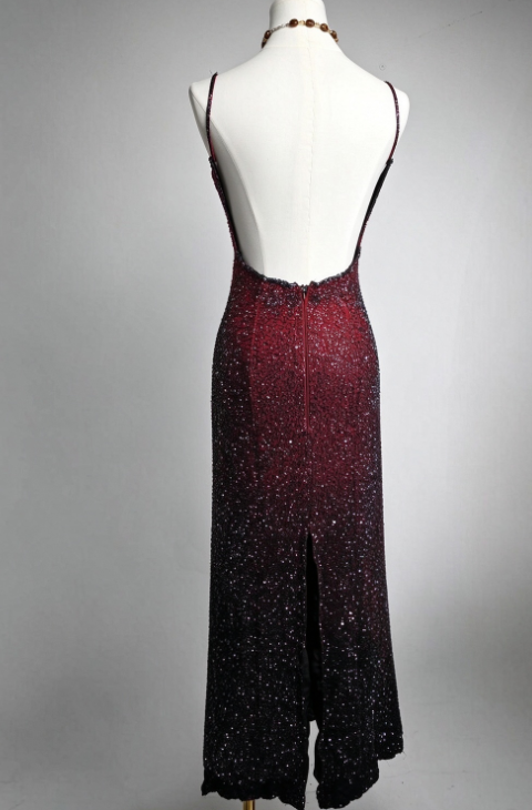 Robe de bal fourreau chic bordeaux à sequins, robe de soirée longue ED11425