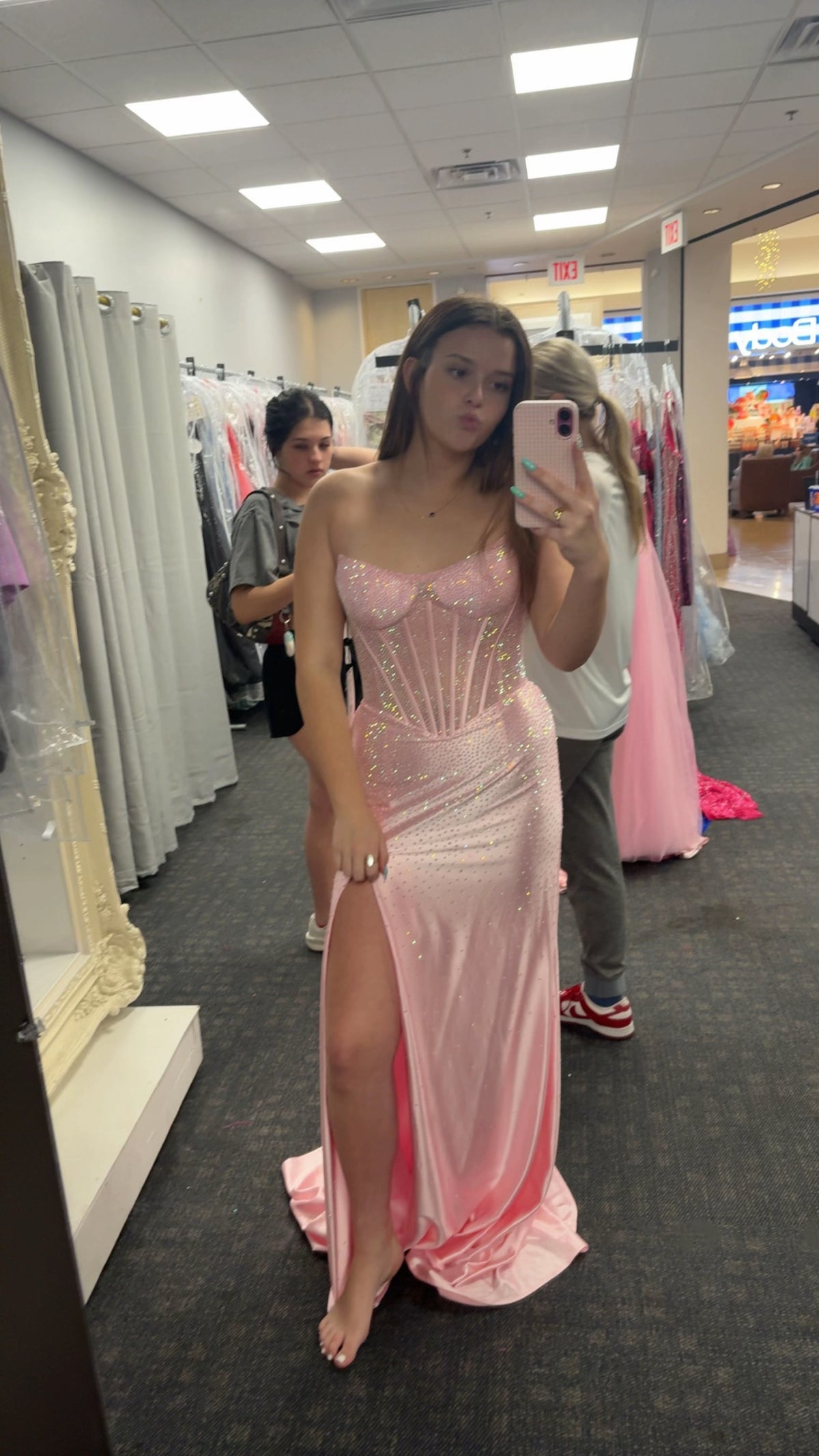 Chic Pink Prom Dress Sheath Satin Long Evening Dress ED11429