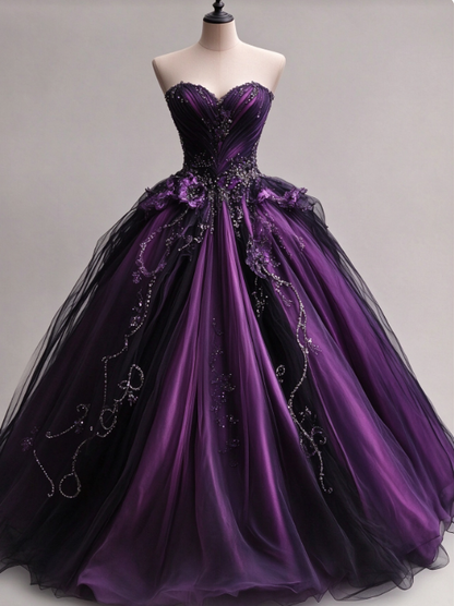 Schickes lila A-Linien-Abschlussballkleid aus Satin, langes Abendkleid ED11431