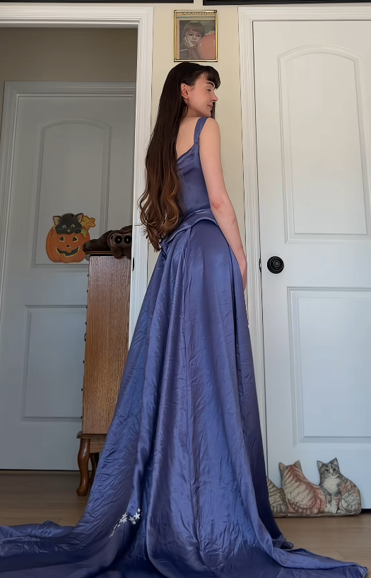 Chic Periwinkle Prom Dress A-Line Satin Long Evening Dress ED11436