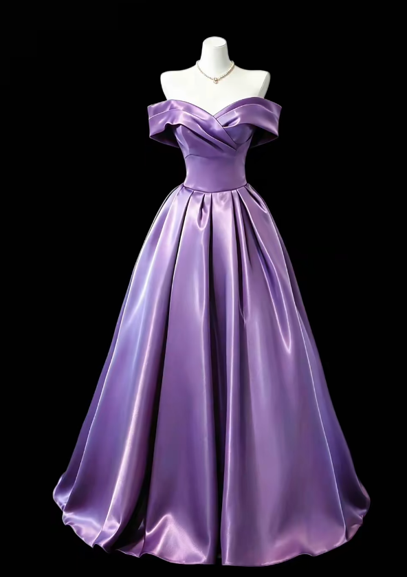 Chic Purple Prom Dress A-Line Satin Long Evening Dress ED11439
