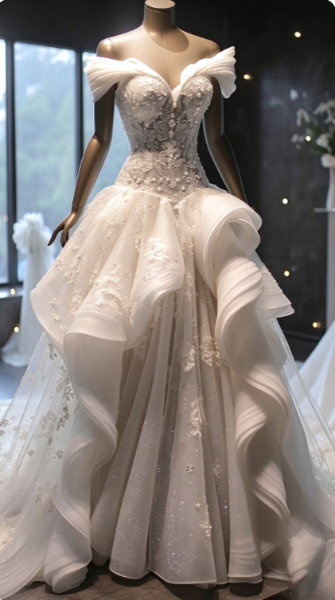 Chic White Bridal Gown A-Line Tulle Wedding Dress ED11450