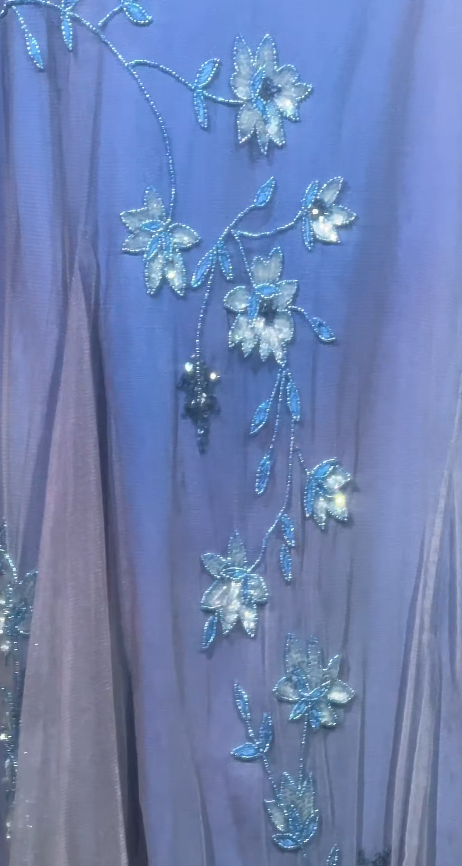 Vintage Blue Prom Dress Sheath Chiffon Beaded Long Evening Dress ED11459