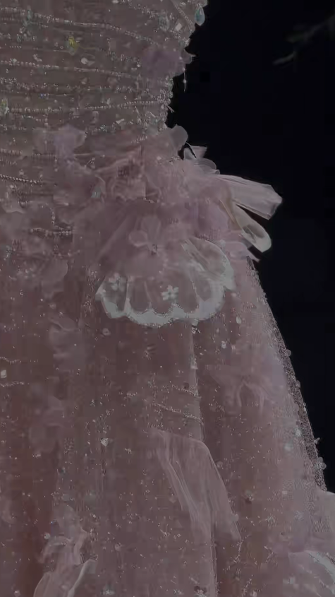 Chic Pink Prom Dress A-Line Tulle Sequins Long Evening Dress ED11466